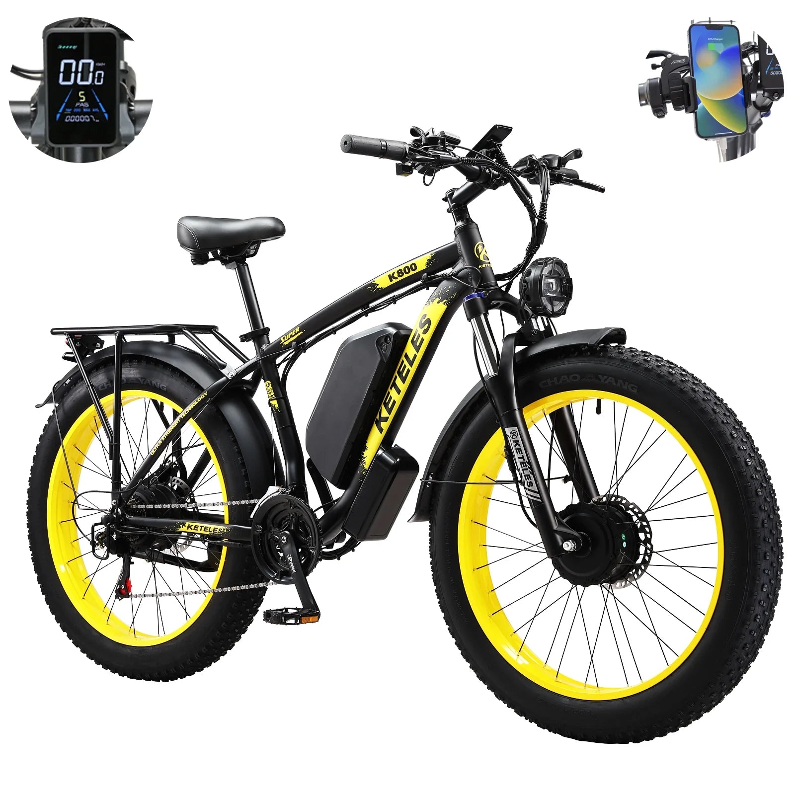 HKM-322195 K800 Full Suspension Electric Bicycle with Dual Motors and 26-inch Fat Tires