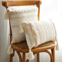 HKM-322259 Chenille Ethnic Tassel Cushion - Environmentally Friendly Jacquard Fabric with PP Cotton Filling