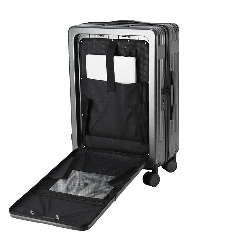 HKM-322259 Wide Handle Cabin Suitcase with Laptop Compartment for Travel and School Use