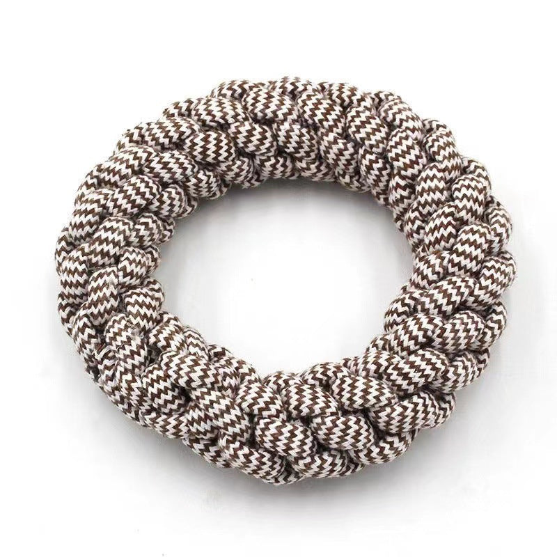 HKM-3222845 Cotton String Braided Ring Knot Toy for Pets - 18cm Random Color
