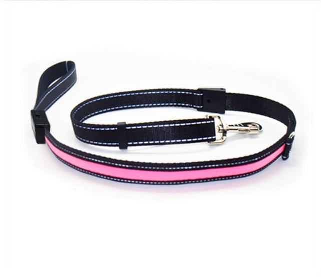 HKM-3223997 Solar and USB Rechargeable LED Dog Collar - Adjustable Nylon Pet Collar with Bright, Soft Light