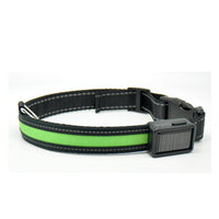 HKM-3223997 Solar and USB Rechargeable LED Dog Collar - Adjustable Nylon Pet Collar with Bright, Soft Light