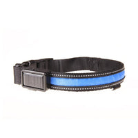 HKM-3223997 Solar and USB Rechargeable LED Dog Collar - Adjustable Nylon Pet Collar with Bright, Soft Light