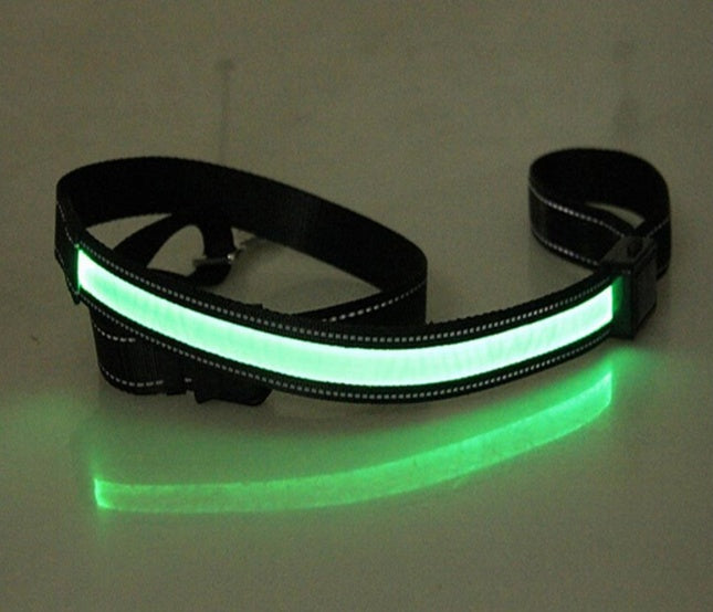 HKM-3223997 Solar and USB Rechargeable LED Dog Collar - Adjustable Nylon Pet Collar with Bright, Soft Light