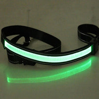 HKM-3223997 Solar and USB Rechargeable LED Dog Collar - Adjustable Nylon Pet Collar with Bright, Soft Light