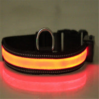 HKM-3223997 Solar and USB Rechargeable LED Dog Collar - Adjustable Nylon Pet Collar with Bright, Soft Light