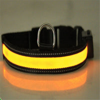 HKM-3223997 Solar and USB Rechargeable LED Dog Collar - Adjustable Nylon Pet Collar with Bright, Soft Light