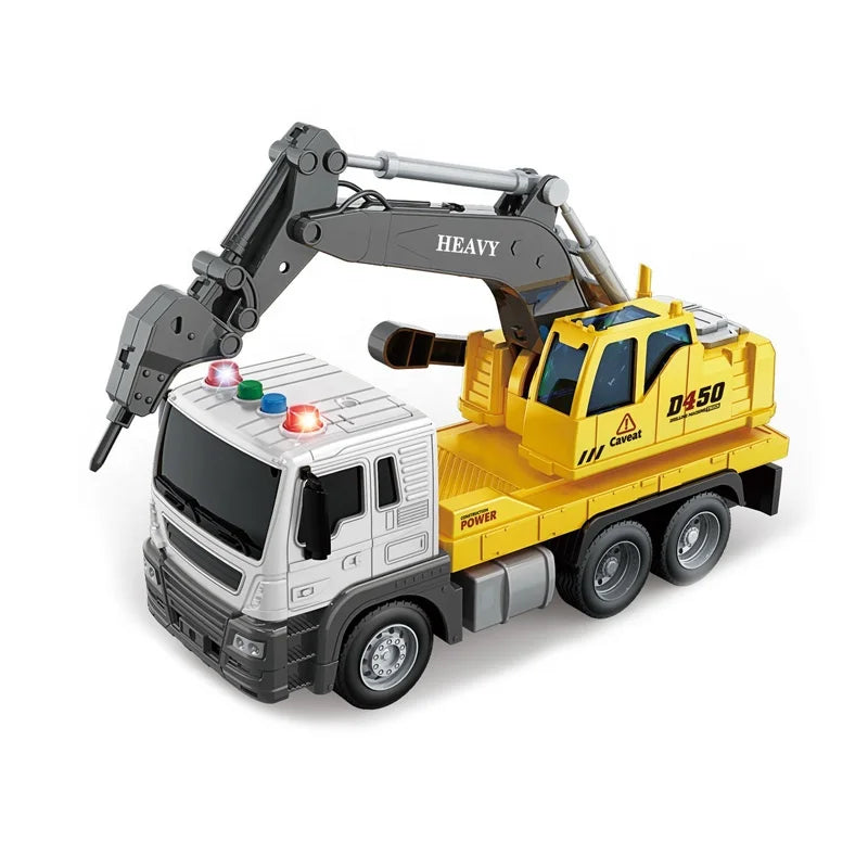 HKM-322515 Inertia Friction Ground Drilling Vehicle with Lights and Sounds for Kids Ages 2-7, 1:16 Scale Construction Toy Truck