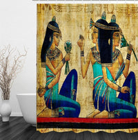 HKM-322579 Egyptian Themed Shower Curtain Featuring Artistic Girl Design