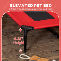 HKM-3226429 Elevated Portable Dog Cot with UV Shade Canopy, Red, 48" x 36"
