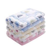 HKM-322707 Cozy Coral Fleece Padded Doghouse Blanket Set for All Seasons - Soft and Warm with Adorable Bunny and Elephant Patterns