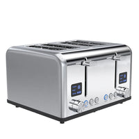 HKM-322771 Four-Slice Stainless Steel Electric Toaster with LED Display for Versatile Breakfast Preparation