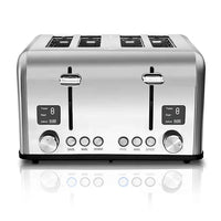 HKM-322771 Four-Slice Stainless Steel Electric Toaster with LED Display for Versatile Breakfast Preparation
