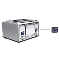 HKM-322771 Four-Slice Stainless Steel Electric Toaster with LED Display for Versatile Breakfast Preparation