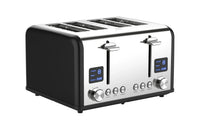 HKM-322771 Four-Slice Stainless Steel Electric Toaster with LED Display for Versatile Breakfast Preparation