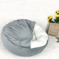 HKM-3227837 Cozy Semi-Enclosed Dog Mat with Thick Warm Cover - Grey, 48x48x20cm & 56x56x20cm
