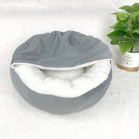 HKM-3227837 Cozy Semi-Enclosed Dog Mat with Thick Warm Cover - Grey, 48x48x20cm & 56x56x20cm