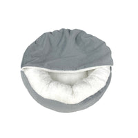 HKM-3227837 Cozy Semi-Enclosed Dog Mat with Thick Warm Cover - Grey, 48x48x20cm & 56x56x20cm