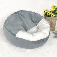 HKM-3227837 Cozy Semi-Enclosed Dog Mat with Thick Warm Cover - Grey, 48x48x20cm & 56x56x20cm