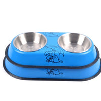 HKM-3227965 Stainless Steel Double Bowl Pet Feeder with Detachable Design - Random Color Selection