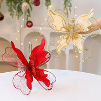 HKM-322835 Elegant Fabric Butterfly Pendant with Sequins for Christmas Tree Decoration