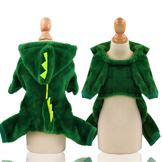 HKM-322899 Coral Fleece Dinosaur Dog Costume - Cozy Four-Legged Apparel for All Pets