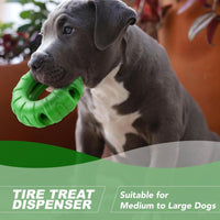 HKM-3231037 Durable Natural Rubber Tire-Shaped Dog Chew Toy with Beef Flavor and Treat Dispenser for Medium to Large Dogs