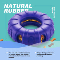 HKM-3231037 Durable Natural Rubber Tire-Shaped Dog Chew Toy with Beef Flavor and Treat Dispenser for Medium to Large Dogs