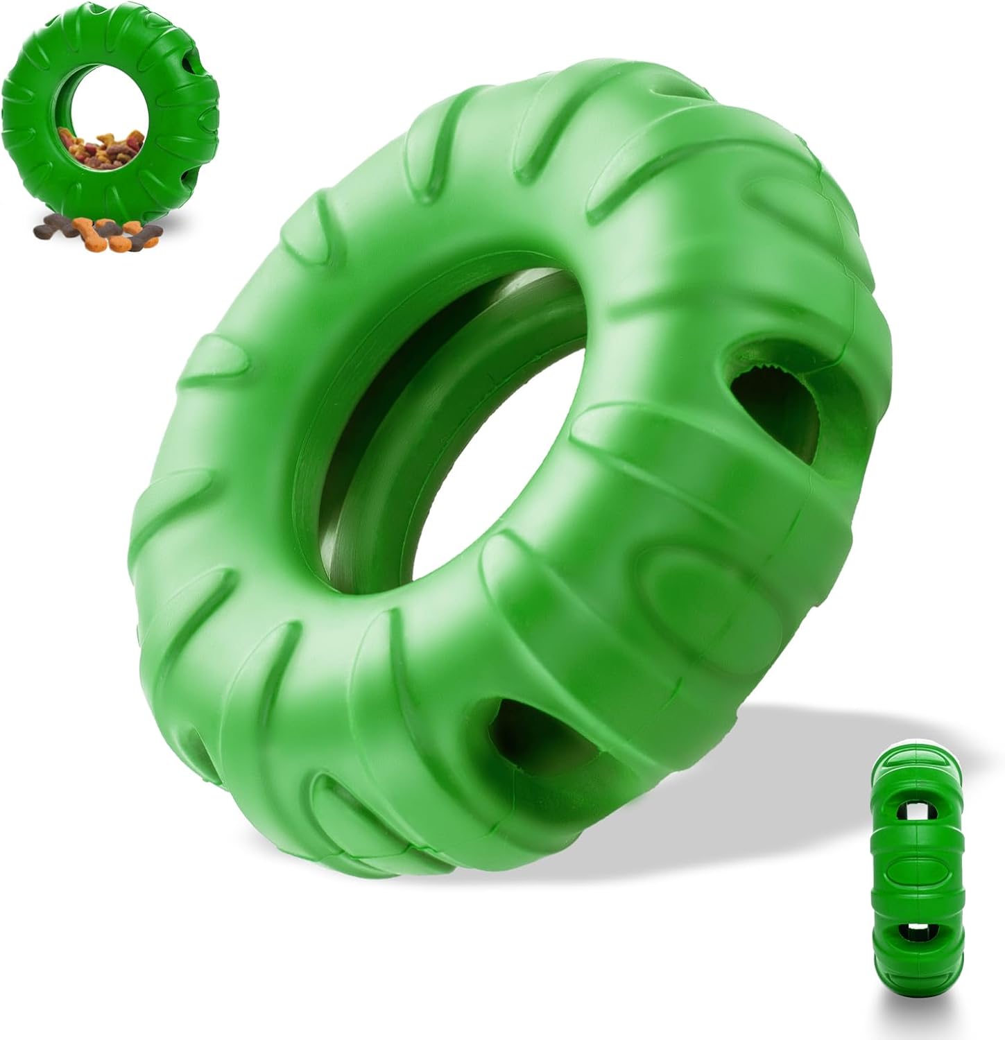 HKM-3231037 Durable Natural Rubber Tire-Shaped Dog Chew Toy with Beef Flavor and Treat Dispenser for Medium to Large Dogs