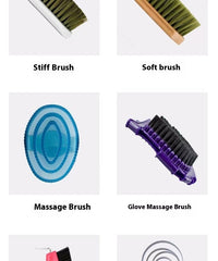 HKM-3231933 Equestrian Supplies Complete Horse Grooming Brush Set with Storage Bag