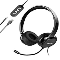 HKM-323219 USB Wired Headset with 3.5mm Audio Jack and Built-in Microphone for Computers, Mobile Phones, and Tablets