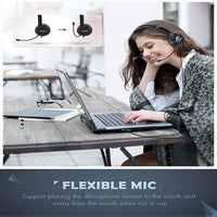 HKM-323219 USB Wired Headset with 3.5mm Audio Jack and Built-in Microphone for Computers, Mobile Phones, and Tablets