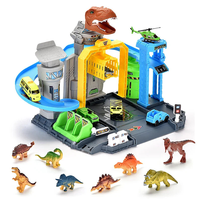 HKM-323283 Dinosaur Research Base Playset with Assembly Track and Car for Ages 3+