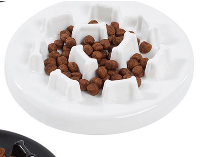HKM-3233725 Tilted Solid Wood Double Bowl Pet Feeder with Ceramic Bowls and Neck Guard