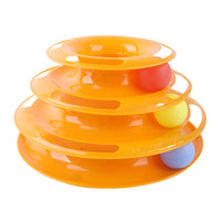 HKM-3234365 Interactive Cat Toy Set with Turntable, Feather, and Soft Materials - Orange & Green