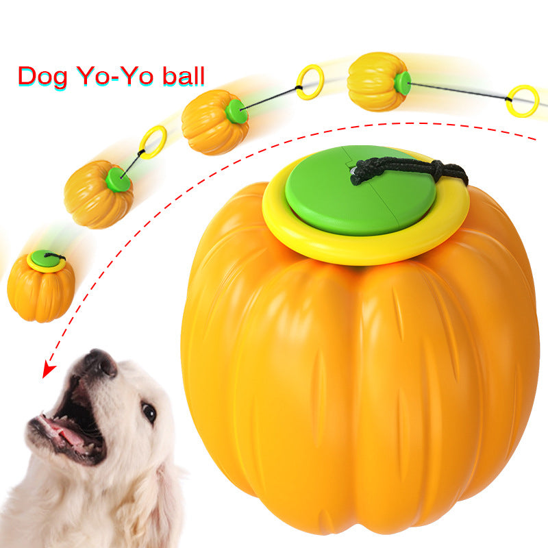 HKM-3235005 Squeaky Dog Training Ball - Puppy Chew Toy for Dental Care and Teething - Halloween Pumpkin Design