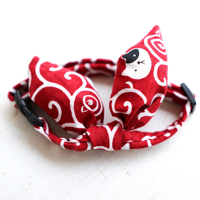 HKM-3235517 Adjustable Floral Pet Collar with Bow Tie for Small Pets, Multiple Sizes Available