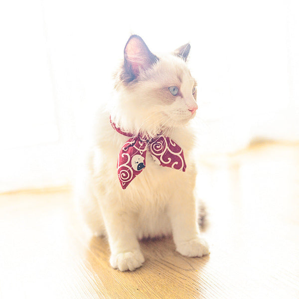 HKM-3235517 Adjustable Floral Pet Collar with Bow Tie for Small Pets, Multiple Sizes Available