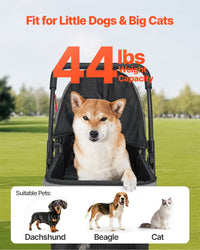 HKM-3235773 Foldable 4-Wheel Pet Stroller with Reversible Handle - Supports Pets Up to 44lbs
