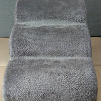 HKM-3236797 Three-Tier Pet Training Stairs - Cloth Design, Dark Gray & Brown, 60*42*39CM
