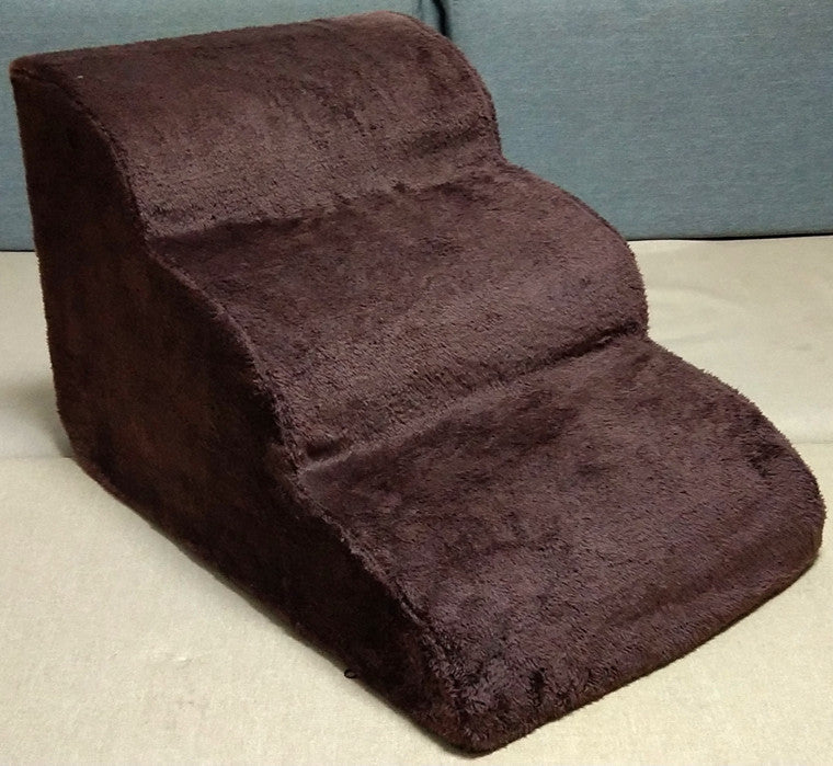 HKM-3236797 Three-Tier Pet Training Stairs - Cloth Design, Dark Gray & Brown, 60*42*39CM