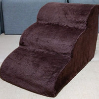 HKM-3236797 Three-Tier Pet Training Stairs - Cloth Design, Dark Gray & Brown, 60*42*39CM