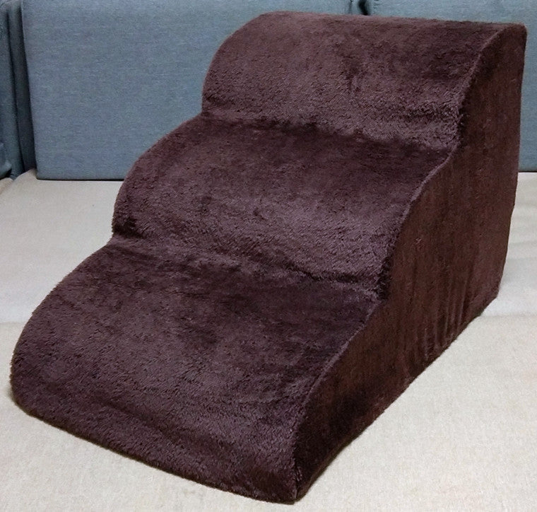 HKM-3236797 Three-Tier Pet Training Stairs - Cloth Design, Dark Gray & Brown, 60*42*39CM