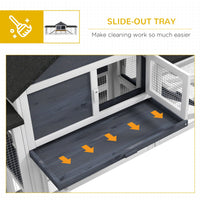 HKM-3237181 Deluxe 2-Story Wooden Rabbit Hutch with Ramp, Run and Removable Tray - Dark Gray