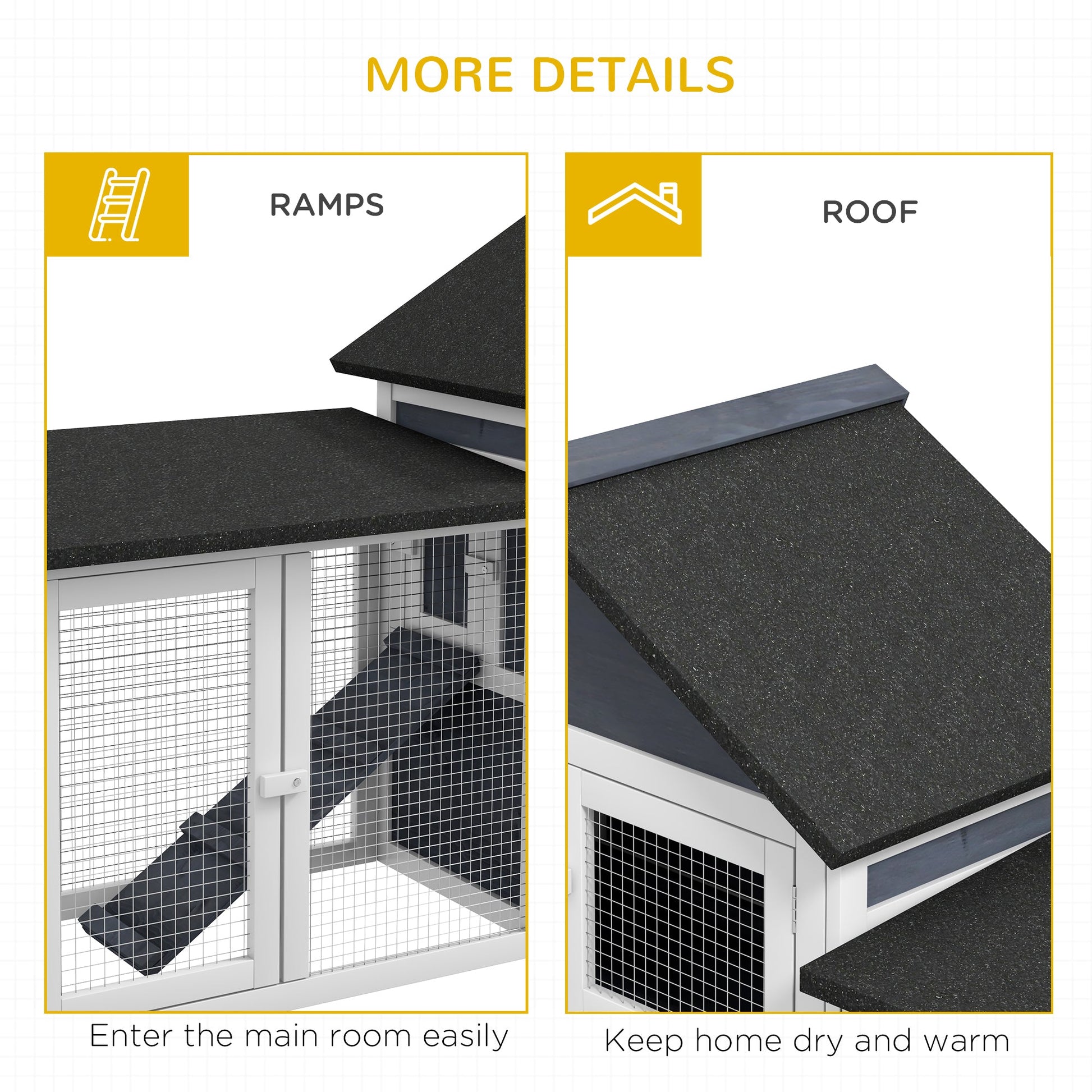 HKM-3237181 Deluxe 2-Story Wooden Rabbit Hutch with Ramp, Run and Removable Tray - Dark Gray