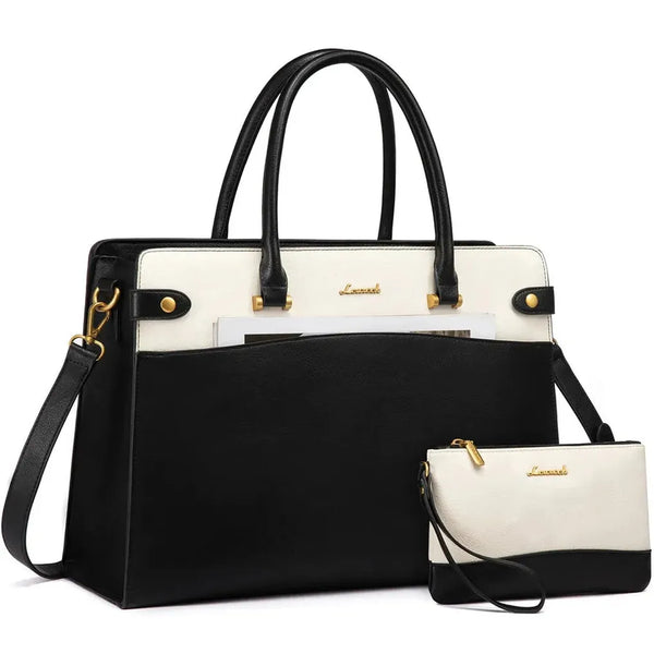 HKM-323731 Vintage Waterproof Laptop Bag for 15.6 Inch Devices - Stylish Leather Tote for Women - Ideal for Office and Business Use