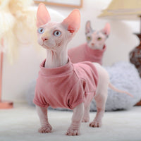 HKM-3238077 Dralon Pet Clothes for Hairless Cats in Cherry Pink and Dark Green for Autumn and Winter