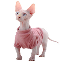 HKM-3238077 Dralon Pet Clothes for Hairless Cats in Cherry Pink and Dark Green for Autumn and Winter