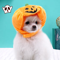 HKM-3238333 Fashionable Orange Pumpkin Hat for Cats and Dogs - Velvet Material, Sizes S & L Available