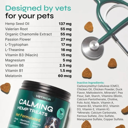 HKM-3239357 Hemp Calming Chews for Dogs - Duck Flavor Soft Treats for Anxiety Relief and Stress Management